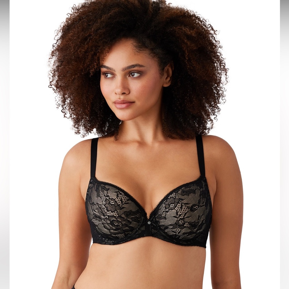 NEW Wacoal Lace Finesse T-shirt Contour Bra 853201 Black Lace Size 38D NWT